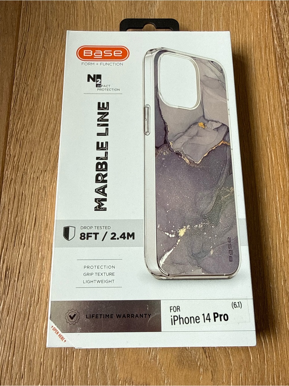 New Base Marble Line Protective Case for iPhone 14 Pro - Purple Grey Marble